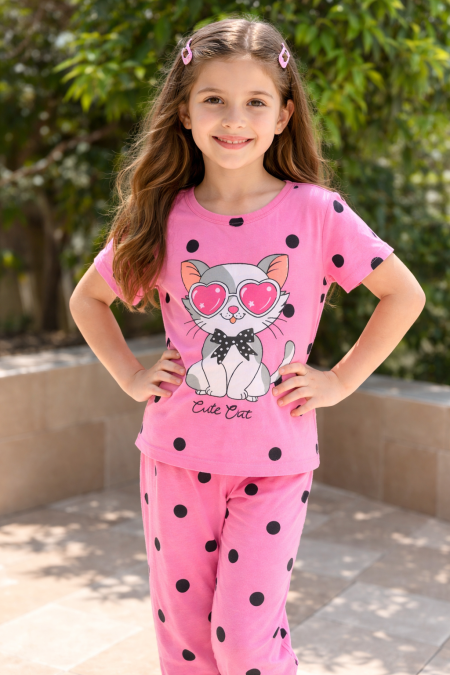 بدلة صيفي بناتي قطن